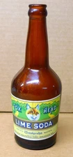 1920s FOX HEAD LIME SODA 10 oz. Squat Bottle MIND BENDING SHAPE!!!