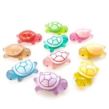 Jumbo Luminous Resin Turtles Figures - 5 Pcs Glow in Dark Sea Crafts