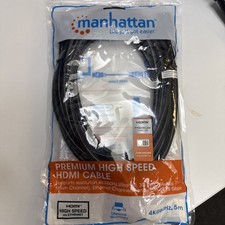 Manhattan HDMI Cable, 5m, Male to Male, Black, MH DP PVC
