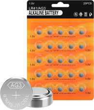 LR41 AG3 392 384 192 SR41W Batteries 25-Pack - 1.5V Button - Mercury-Free  Le