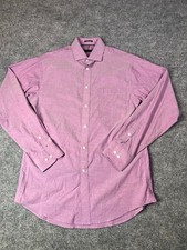 Tommy Hilfiger Men L Purple Dress Shirt Regular Fit Stretch Wrinkle Free Classic