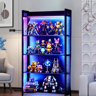 #ad 4 Tier Display Cabinet with LED Lights – Open Storage Shelf for Collectibles $149.99