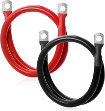 4AWG 2FT Battery Cables Set, 1 Positive  1 Negtive with 3/8" M10 Lug Terminal