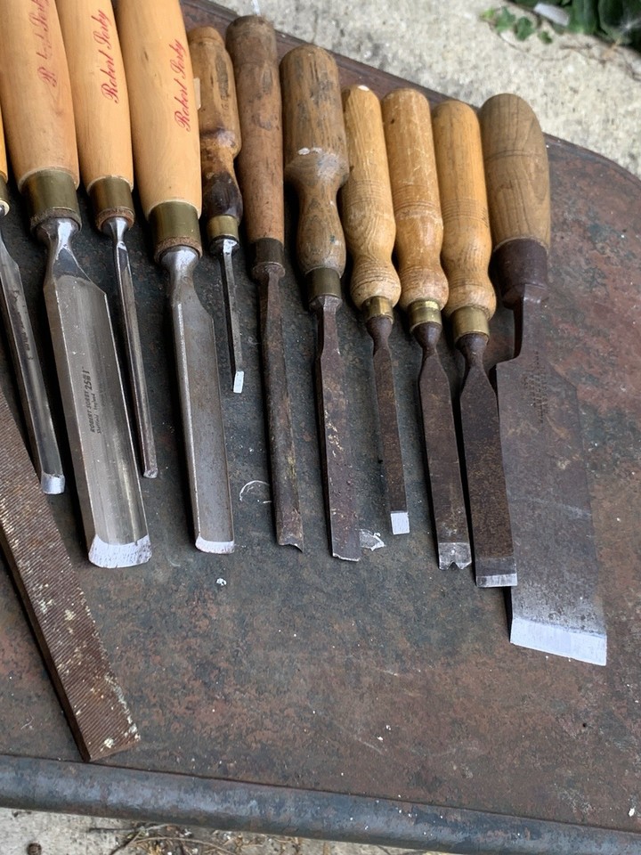 Vintage Woodworking Chisels inc Marples Robert Sorby Diamic Henry ...