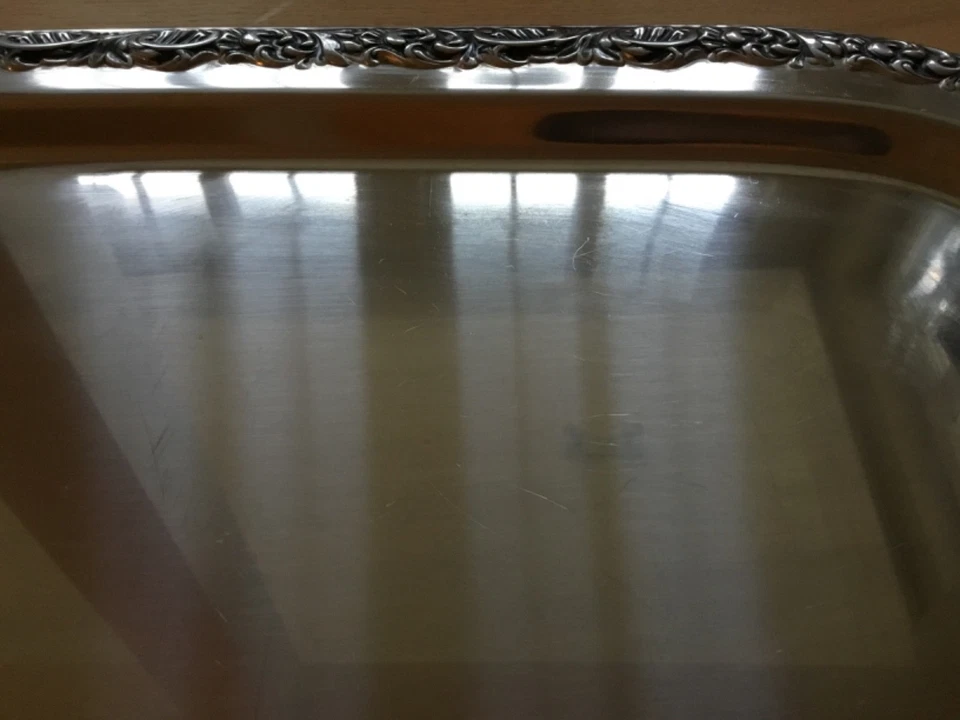 WMF Tablett Servierplatte Deko eckig Griffe Cromargan Barockstil Vintage Silber - Bild 4 von 4