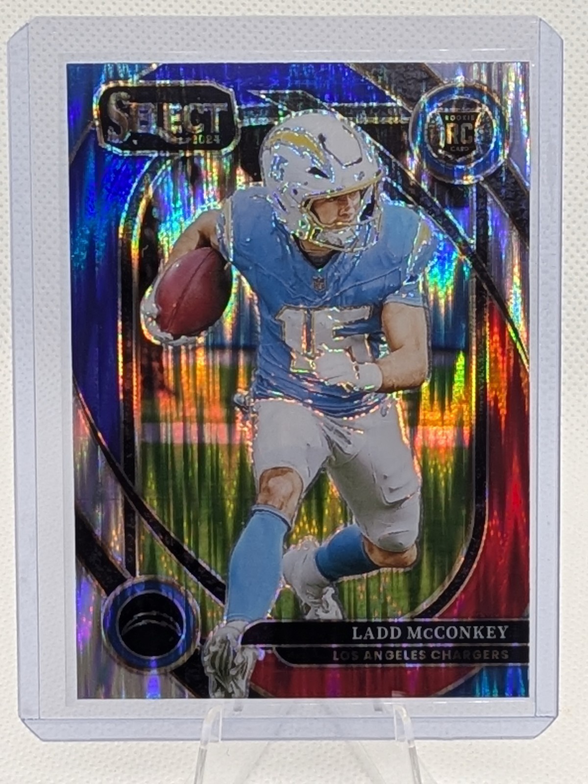 2024 Panini Select - Club Level Ladd McConkey #268 Red & Blue Shock Prizm (RC)