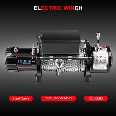 Electric Winch 12V 12000LBS New Towing Steel Cable Off Road For 02-10 Hummer 1PC