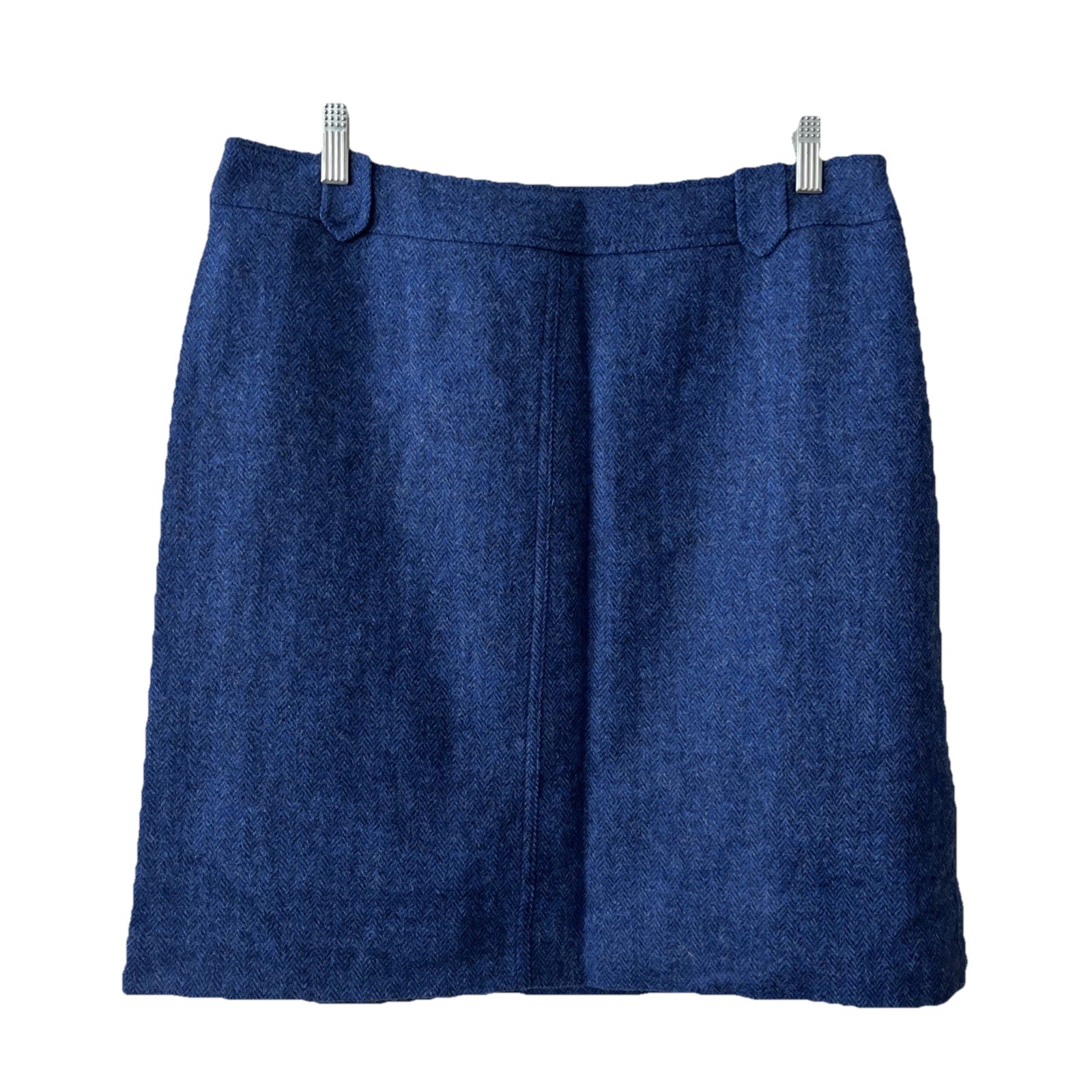 Talbots Petites Women's Blue Skirt Size 14P Wool Blend Lined Zip Back