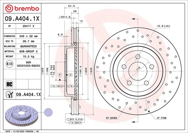 2X Brembo Bremsscheiben Vorne FüR Chrysler 300 C Touring LX Lancia Thema-image