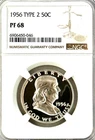1956 PROOF FRANKLIN HALF NGC PR68, STRONG CAMEO OBVERSE, NO SPOTS OR UGLY TONING
