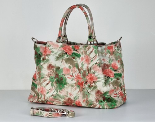 Borsa con vernice floreale, elegante borsa tote in pelle, borse in pelle... - Foto 5 di 14