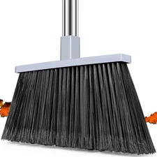 Heavy Duty Angle Broom  58" Steel Handle, Wide Head, 1 or 4 Pack Outdoor/Indoor
