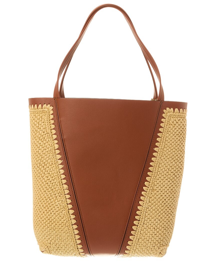 Chloé Raffia & Leather Tote Women's Brown image 2