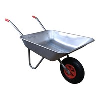 65 Litre 60kg Capacity Galvanised Metal Garden Wheelbarrow with Pneumatic Tyre