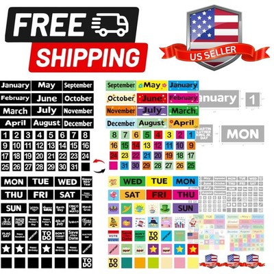 Magnetic Calendar Numbers Double-sided  Week and Holiday Magnets Labels for C...