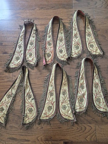 Lot Of 6 Antique I.O.O.F. Odd Fellows Velvet Ceremonial Collar / Sash with Stars