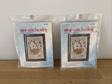 Lot of 2 Bucilla Mini-Stitcheries Embroidery Crewel Kit 1836 FLOWERS in Basket