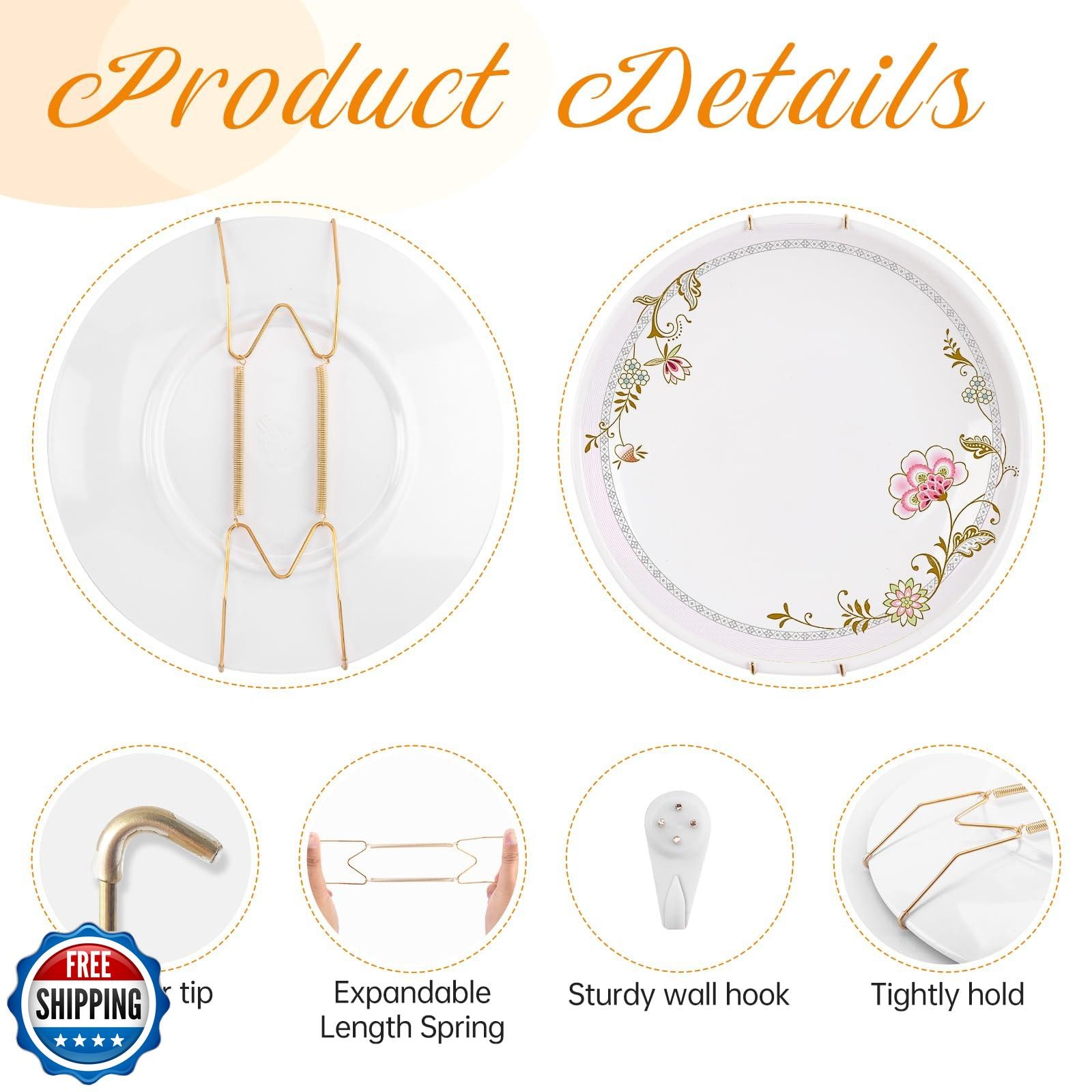 Bilillo 3-Piece Stainless Steel Wall Plate Hangers, 4/6/8 Inch Invisible Deco