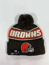 NEW ERA  X NFL ' CLEVELAND BROWNS REMOVABLE POM-POM BEANIE ' BROWN/ORANGE