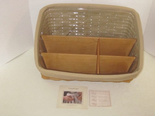 Longaberger 2004 DESKTOP Basket + Protector + Liner+ Divider Set ~Office Teacher