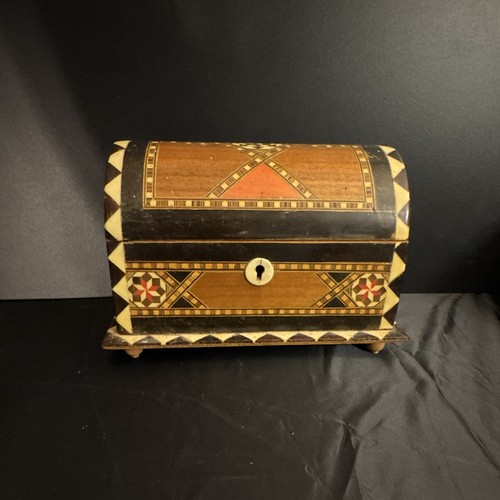 Vintage Marquetry Inlaid Wood Music And Jewelry Box