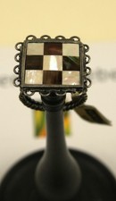 Konplott Ring "Androgynous"  silber Perlmutt weiss braun neu