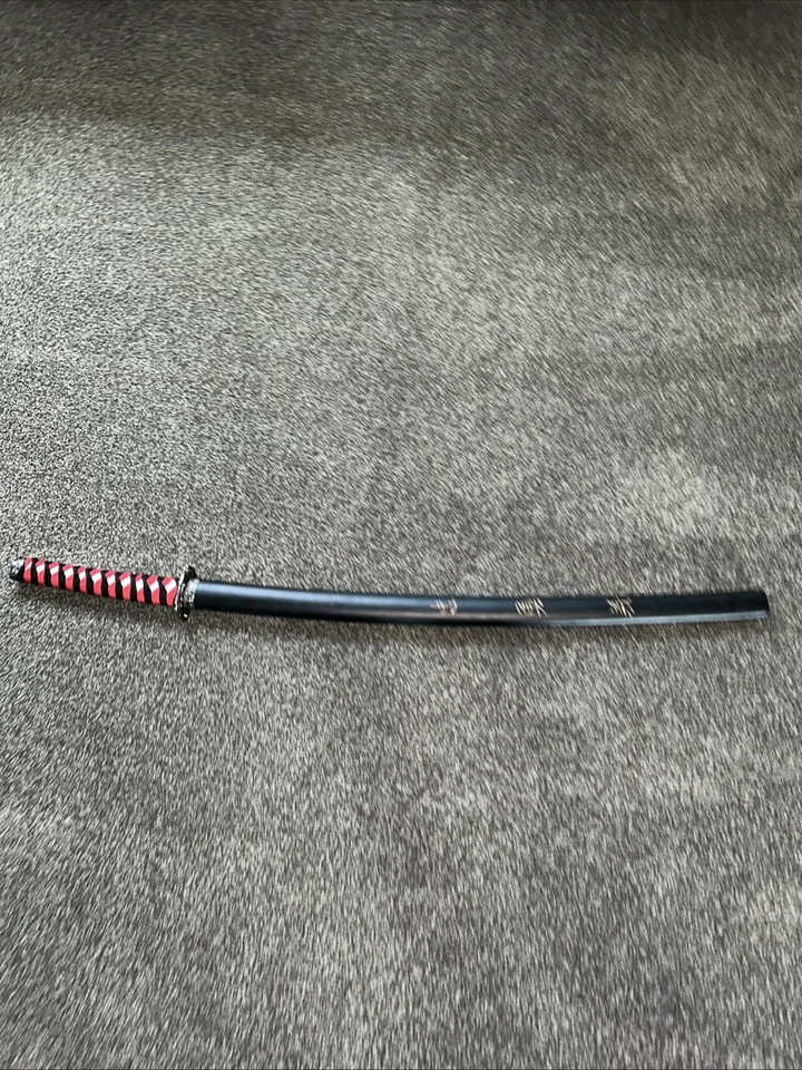 Steel Bladed Katana With Red And Black Handle And Wooden Sheath - Image 3 of 4