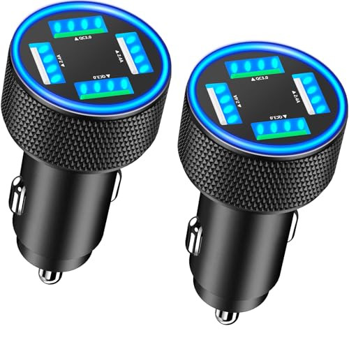 60W Fast Car Charger Dual USB-A QC3.0 Cigarette Lighter Adapter 2-Pack