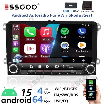 Für VW Golf 5 6 Plus Touran Caddy Jetta Autoradio Android 15 DAB+ Carplay NAVI