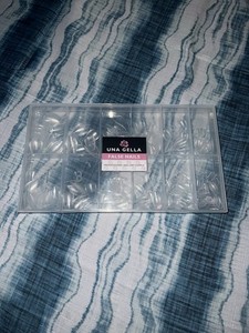UNA GELLA Clear Oval Full Cover Artificial Nails Tips, Medium Plastic, No Box.