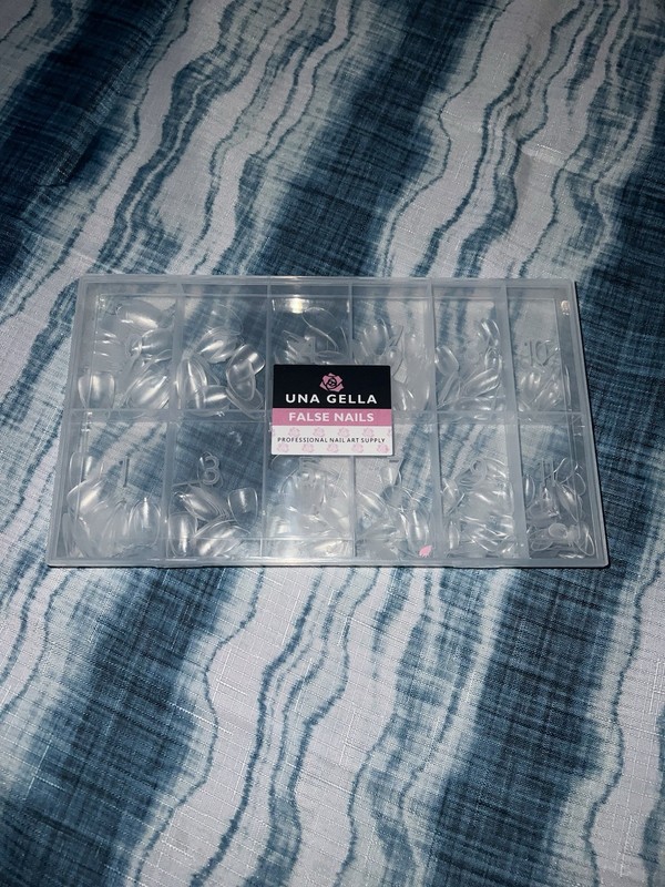 UNA GELLA Clear Oval Full Cover Artificial Nails Tips, Medium Plastic, No Box.