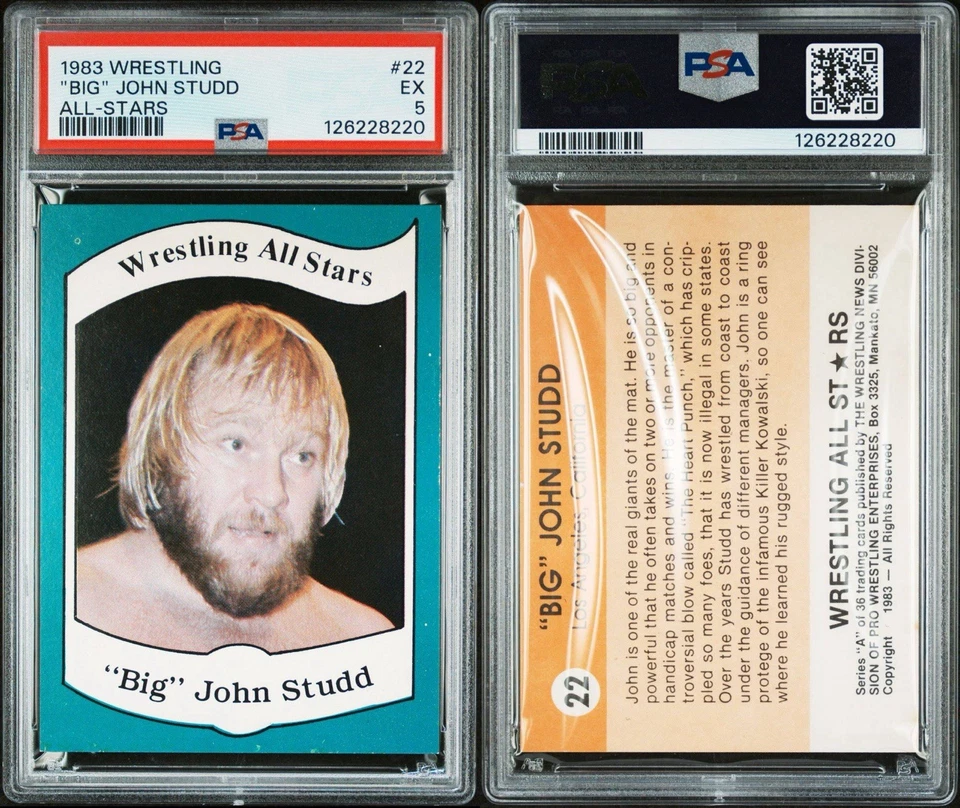 1983 WRESTLING ALL-STARS #22 "BIG" JOHN STUDD RC HOF PSA 5 WWE WWF WCW ROOKIE - Image 3 of 3