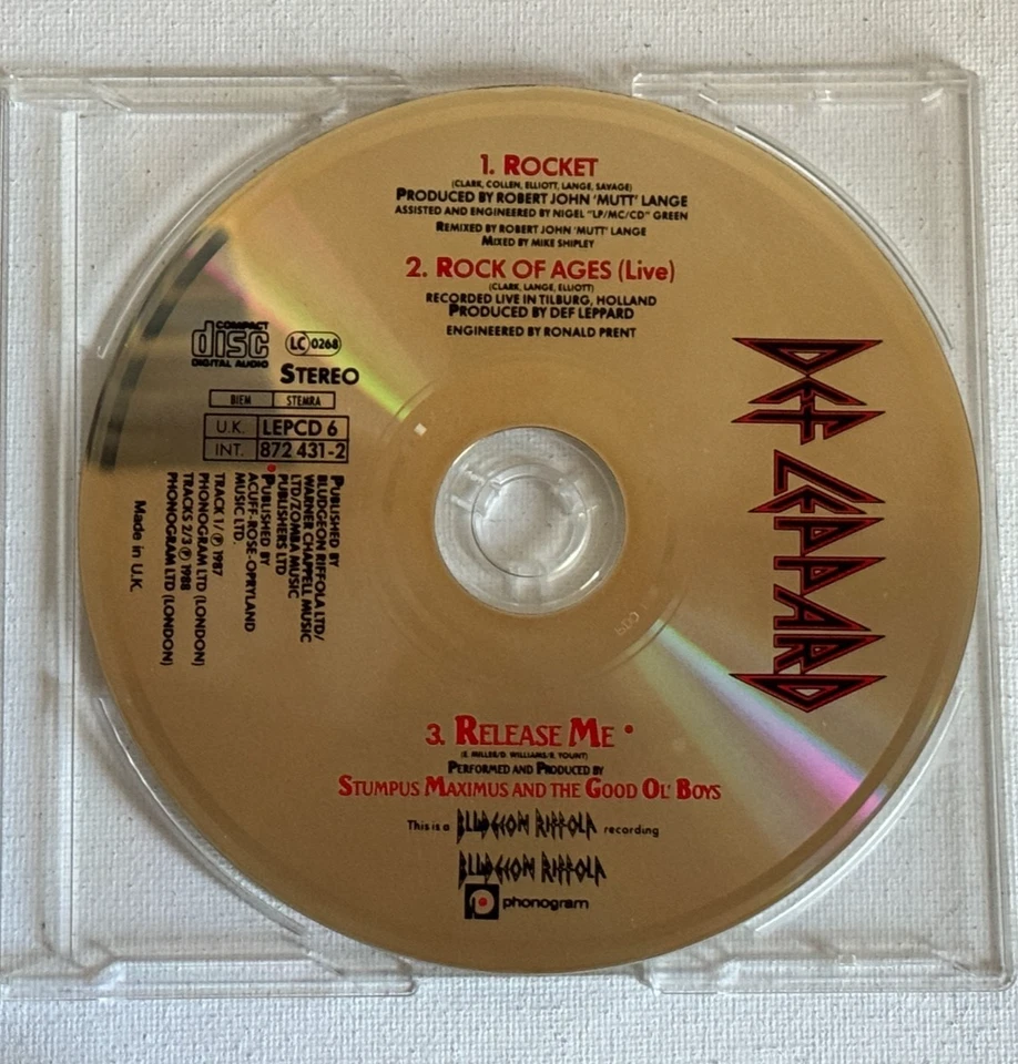 Def Leppard Rocket C.D. Single 3-Track CD UK Import HTF Rare VG Condition Foto 3 de 3