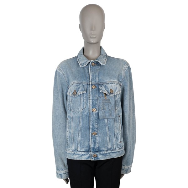 72968 Auth LOUIS VUITTON Blaue Baumwolle 2020 STAPLES EDITION DNA DENIM Jacke 50