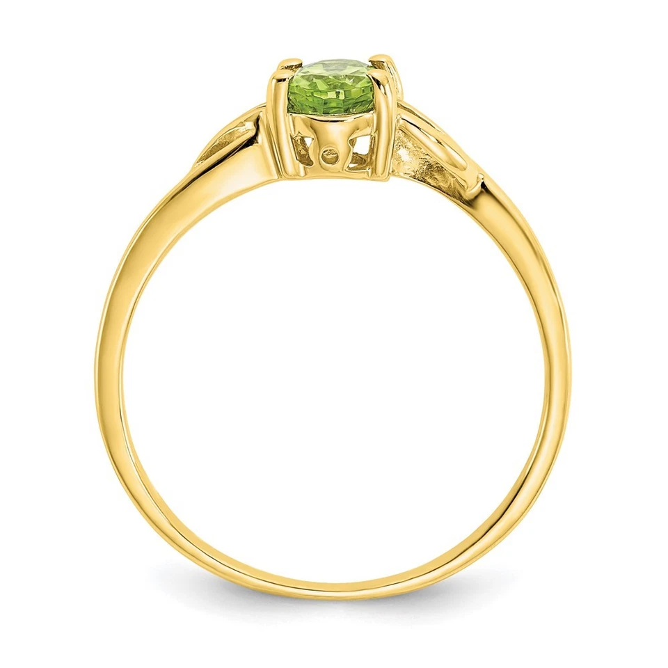 10K Yellow Gold Polished Oval Green Peridot Birthstone Ring Size 7 - Image 2 of 4