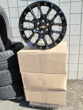 22" NEW CHEVROLET SUBURBAN TAHOE FACTORY SPEC SET OF 4 GLOSS BLACK WHEELS CV67
