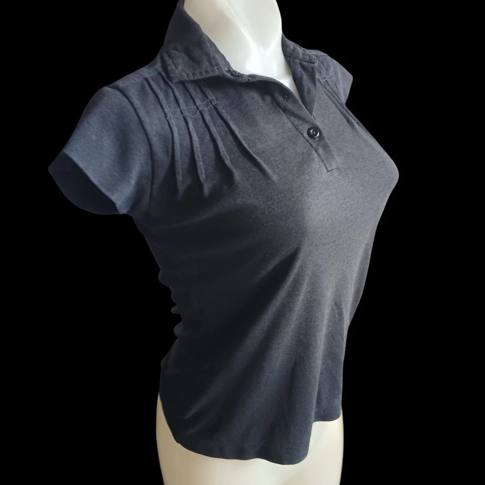 Polo pequeño vintage para mujer discoteca puntada única plisado suave mantecoso años 80 Foto 4 de 4