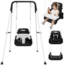 Upgraded Toddler Swing with Tray, Baby Swing Outdoor with Detachable Design, ...