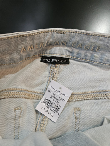 NWT American Eagle Next Level Stretch Ripped Jeans Womens Size 16L Light - Picture 4 of 5