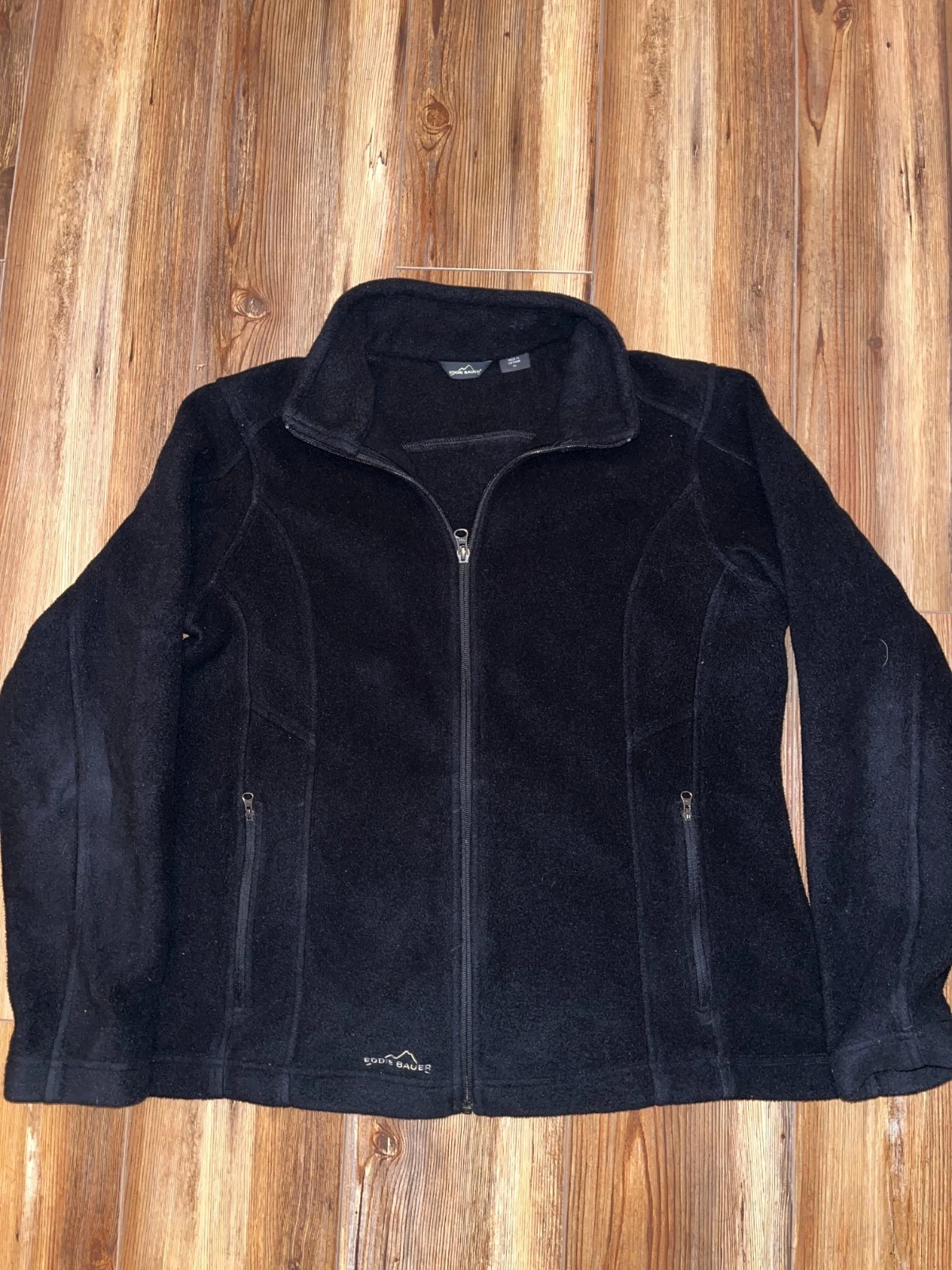 Unisex Men's Women's Eddie Bauer Full Zip Front Black Fleece Jacket Coat Sz XL