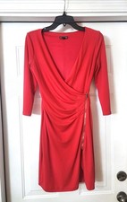 Express Red 3/4 Sleeve V Neck Ruched Party Cocktail Dress Size XS