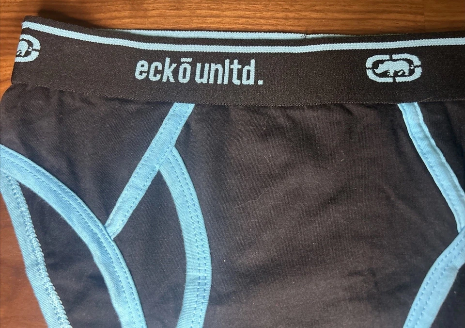 Vintage Ecko Unltd Ringer Brief For Men Teal Black Size Med Soft - Image 2 of 4