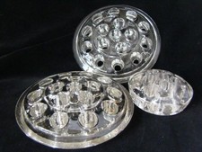 3 Vintage Clear Glass Dome FLOWER FROGS For Garden Flower Arranging