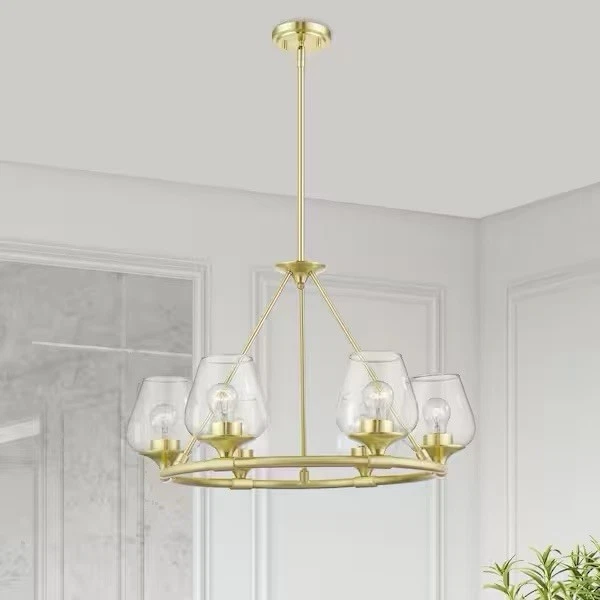 Lámpara de araña VIANCE LIGHTING Hillbrook-6 Light latón satinado 3487N Foto 4 de 4