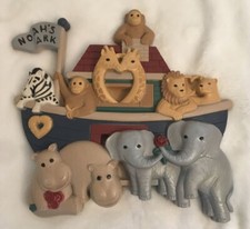 Noahs Ark Home Interiors Gifts 7623 Plastic Wall Hanging Plaque Picture Animals