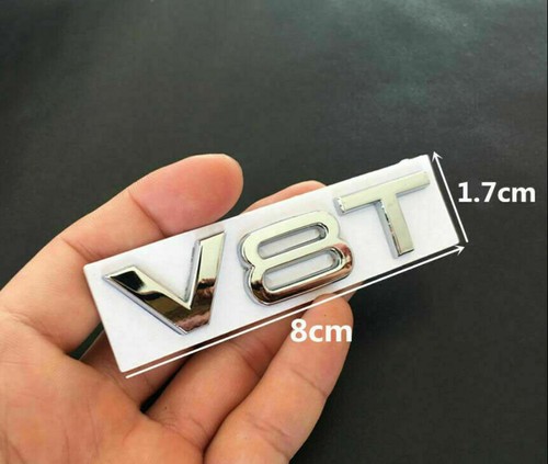 NEW 1X V6T V8T Fender Badge TRUNK Emblem fit Q3 Q5 Q7 A3 A4 A5 A6 A7 A8 S6 S8  - Foto 9 di 11