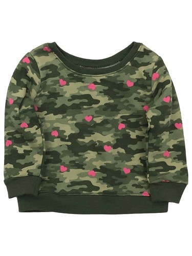 Infant Girls Green & Pink Heart Camo Print Sweatshirt Baby Sweat Shirt - 第 1/1 張圖片