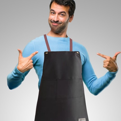 Kitchen Apron Men Women Waterproof Front Pocket Adjjustable Chef Apron Oil-proof - Picture 6 of 25