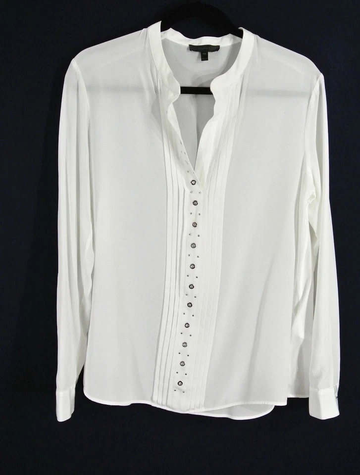 Новый Belstaff Becca с заклепками шелковая блузка - белый размер 42 $795 #T172 - Изображение 2 из 4