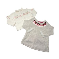 Little Girl's Cream Sweater and Tan Sweatshirt - Size 4